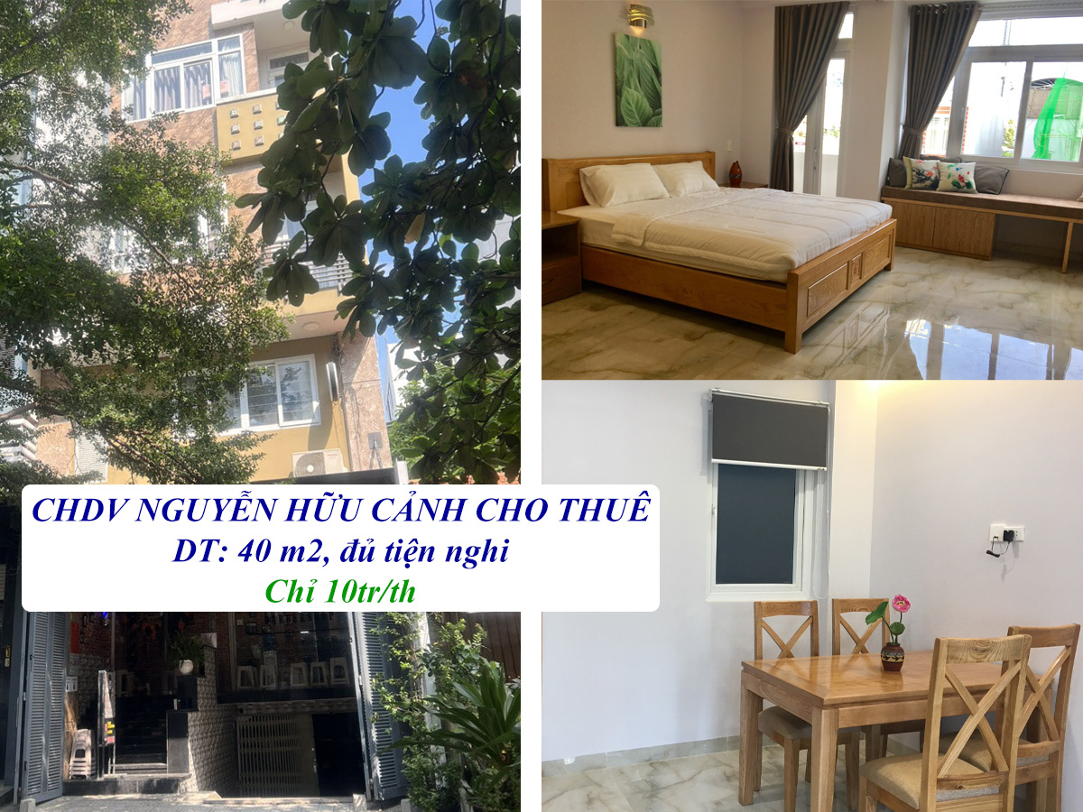 Cho thuê căn hộ dịch vụ Nguyễn Hữu Cảnh, Bình Thạnh 40 m2 đủ công năng, NT cao cấp, chỉ 10tr/th