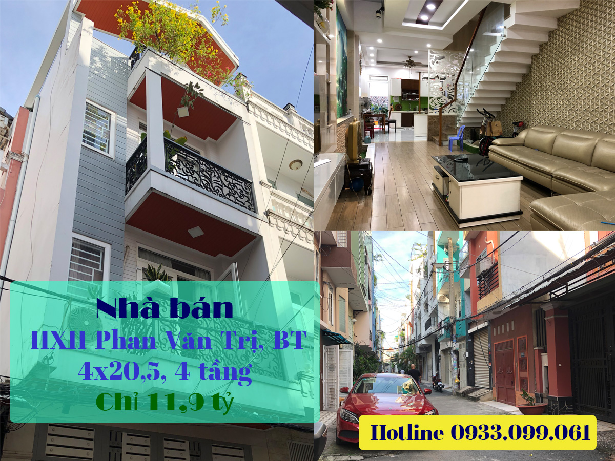 Bán nhà hẻm xe hơi Phan Văn Trị, Bình Thạnh 4x20,5 4 tầng nhà đẹp, xây kiên cố