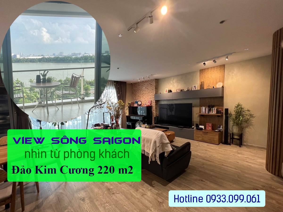 Bán gấp căn hộ Đảo Kim Cương 220 m2 view sông Saigon, nội thất cao cấp